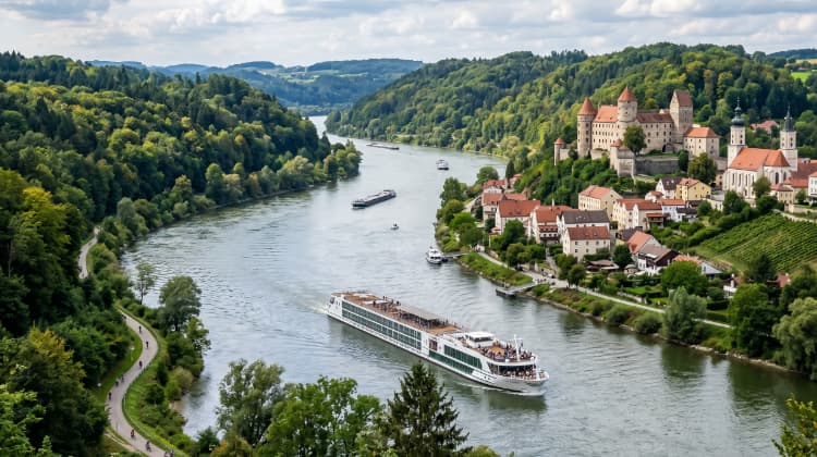 Cruise langs de rivier in Duitsland